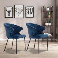 Mercer41 Set of two upholstered dining chairs with metal legs for living room