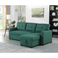 Ebern Designs Upholstered Pull Out Sectional Sofa With Chaise-34.5" H x 82" W x 53" D