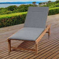 Longshore Tides Medrano Reclining Teak Chaise Lounge with Cushion