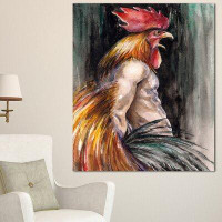 Design Art 'Man with Wings and Rooster Head' Painting Print on Wrapped Canvas