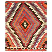 Nalbandian One-of-a-Kind Hand-Knotted 1960s 3' x 3'8 Wool Area Rug inWhite/Orange/Red/Grey