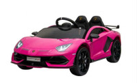 Kids Ride On Cars With Parental Remote Pink Lamborghini SVJ With Rubber Wheels And Leather Chair Warehouse Blowout Sale!