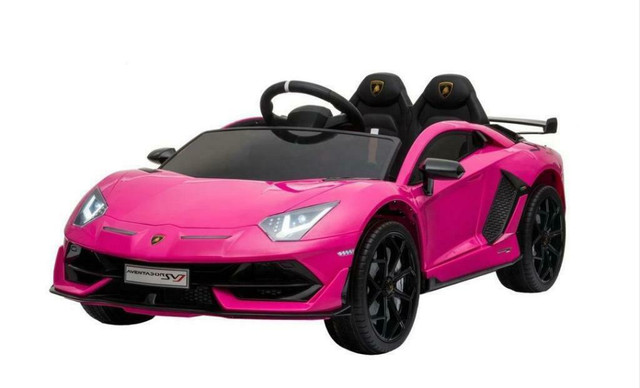 Kids Ride On Cars With Parental Remote Pink Lamborghini SVJ With Rubber Wheels And Leather Chair Warehouse Blowout Sale! in Toys & Games