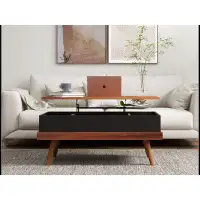 MR HOMCOM Lift Top Coffee Table, 39.25" Coffee Table with Hidden Compartments and Wood Legs WQLY322-W2225P157916