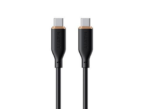 1.2M Havit Type-C To Type-C High Speed 3.0A 60W PD Data Transfer Mobile Charging Data Cable - Black in Cell Phone Accessories