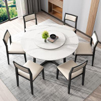 Corrigan Studio New Chinese solid wood rock plate dining table set