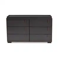 Lefancy.net Lefancy  Rikke Modern and Contemporary Two-Tone Grey and Walnut Finished Wood 6-Drawer Dresser