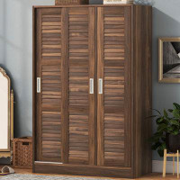 Millwood Pines Three-Door Shuttered Wardrobe With Removable Doors