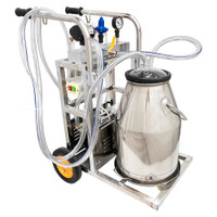 .Milking Machine 110V Oil-Free Vacuum Pump Milking Equipment Milker 25L Stainless Steel Bucket for Cows Goats #170662