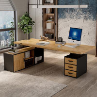 Fit and Touch 62.99" Burlywood Rectangular Solid Wood desks