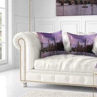 East Urban Home CityscapeLondon with Purple Sky at Sunset Pillow