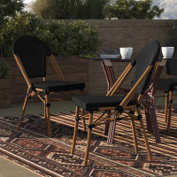 Taylor & Logan Stacking French Chair for Indoor and Outdoor Use with Printed Metal Frame