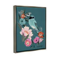 Stupell Industries Blue Bird And Flowers On Canvas by Hannah Graphic Art