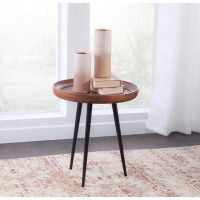 Wade Logan Behrend Solid Wood Tray Top 3 Legs End Table