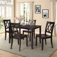 Red Barrel Studio 5-Piece Dining Table Set Home Kitchen Table and Chairs Wood Dining Set