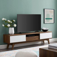 Modway Envision 70" Media Console Wood TV Stand in Walnut White