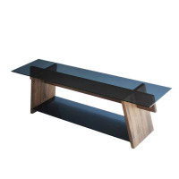Ivy Bronx Tempered Glass Rectangular Top Tv Console Stand