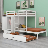 Harriet Bee Nyora Twin over Twin Futon Bunk Bed with Bookcase by Harriet Bee
