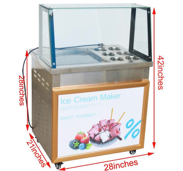 Used Fried Ice Cream Roll Machine for Fruit Ice Milk Yogurt One Pan with six buckets Maker 220358 in Other Business & Industrial in Toronto (GTA) - Image 2