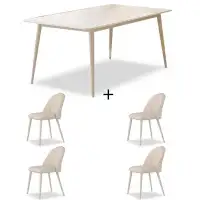 Orren Ellis 4 - Person White  Rectangular Stone Tabletop Dining Table Set