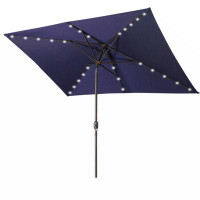 Arlmont & Co. Waterproof Rectangular Patio Umbrella And Solar Lights 6.5 Ft. X 10 Ft. , 26 LED Lights, Push Button Tilt,