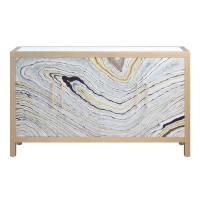 Everly Quinn Xiani White and Gold Console Table with 4-Door