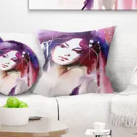 East Urban Home Portrait Woman with Wreath Pillow