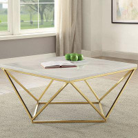 Alma Meryl Square Coffee Table White and Gold