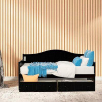 Canora Grey Lit de jour simple en bois avec canapé-lit à 2 tiroirs pour le salon de la chambre sans sommier