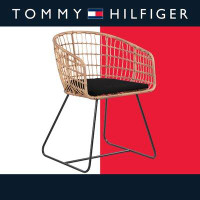 Tommy Hilfiger Tommy Hilfiger Graham Rattan Dining Chair with Seat Cushion, Woven Wicker, Boho Lounge Furniture