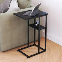 Ebern Designs Ebern Designs C Shaped End Table, Small Side Tables Slide Under Sofa Couch Bed, Small TV Tray Bedside Tabl