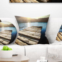 East Urban Home Seashore Large Wooden Pier into the Lake Pillow