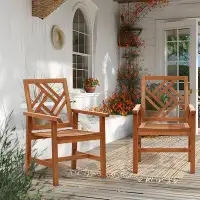 Lark Manor Averyann Outdoor Solid Wood Dining Chair Set, Outdoor Patio Dining Armchair
