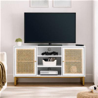 Bay Isle Home™ 47 Inch Rattan TV Stand with Adjustable Shelf