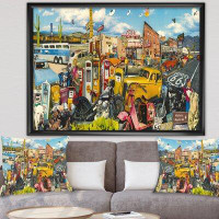 Made in Canada - East Urban Home 'Route 66 MidWest Roadside Collage' - Picture Frame Print on Canvas