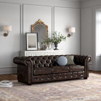 Three Posts Huskins 91.34" Flared Arm Chesterfield Sofa with Reversible Cushions