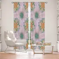 East Urban Home Lined Window Curtains 2-panel Set for Window Size Pam Amos Abs Flower Tile Orange Jade