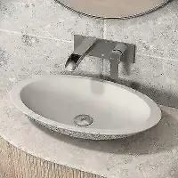 Cast Stone™ Vessel Bowl Bathroom Sink ( Oval 28 1/8 or Rectangular 18 ) ( Faucets extra but are Available )