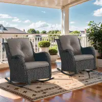 Wildon Home® Bonia Outdoor Wicker Double Rocking Chairs