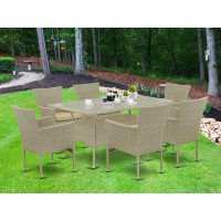 Bay Isle Home™ Albin 7 Piece Dining Set with Cushions — Outdoor Tables & Table Components: From $99