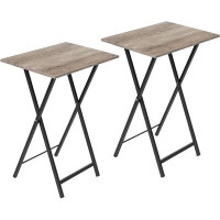 17 Stories Folding TV Tray Tables, Set Of 2 Side Table For Small Space, Industrial Snack Tables For Eating At Couch, Sta