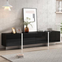 Latitude Run® TV Console Table For Tvs Up To 80”, Modern TV Cabinet With High Gloss UV Surface