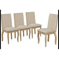 Rosalind Wheeler Set of 4 Dining chairs Wood Upholstered Fabirc Dining Room Chairs with Nailhead