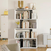 Rubbermaid 5-Tier Bookshelf, S-Shaped Z-Shelf Bookshelves And Bookcase, Modern Freestanding Multifunctional Decorative S