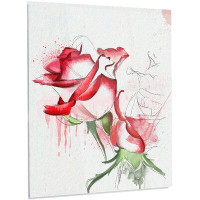 Design Art Floral 'Fantastic Red Roses Watercolor' Graphic Art on Metal