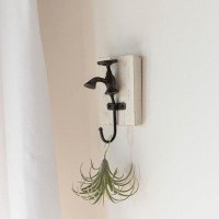 August Grove August Grove® Faucet Wall Hook Black Cast Iron & Wood