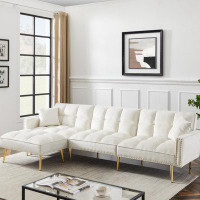 GZMWON Upholsted Reversible Sectional Sofa Bed, Living Room Couch