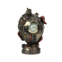 Trinx Bronze Finished Steampunk Human Heart Desk Clock 4.5 Inches High