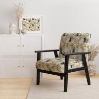 Design Art Green Cubic Botanical Dreams - Upholstered Vintage Arm Chair
