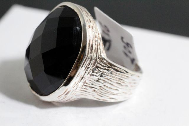 LARGE CUSHION CUT BLACK ONYX & SOLID SILVER RING FOR SALE in Jewellery & Watches in Mississauga / Peel Region - Image 3